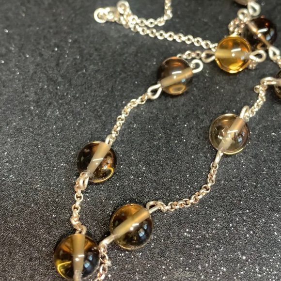NWOT Sterling Silver Smokey Topaz Beaded Necklace - Picture 10 of 16